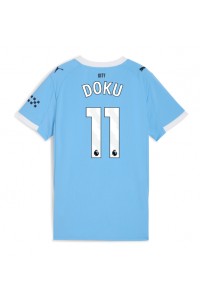 Manchester City Jeremy Doku #11 Voetbaltruitje Thuis tenue Dames 2025-26 Korte Mouw
